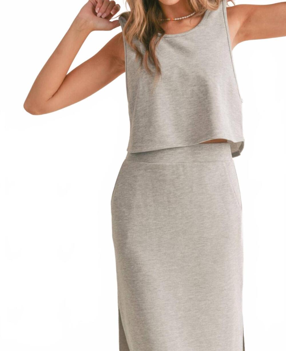 NEW SADIE & SAGE break a sweat crop tank in heather grey
